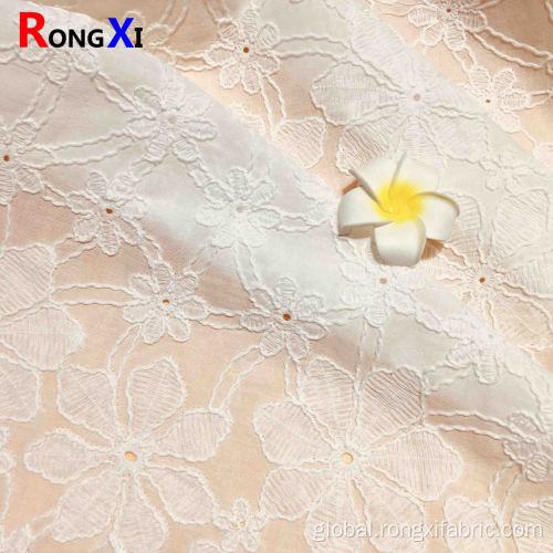 Solid Colour Cotton Fabric Eyelet Cotton Fabric Embroidered Fabric with Backbone Line Manufactory